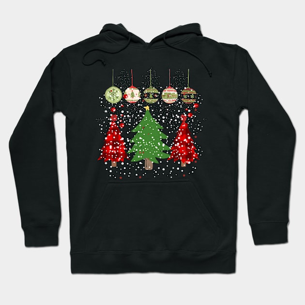 Merry Christmas/ Christmas Tree Prints / ccolorful christmas Gift/ ladies holiday Hoodie by UranusArts